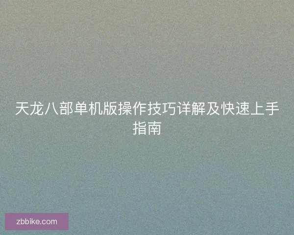 天龙八部单机版操作技巧详解及快速上手指南