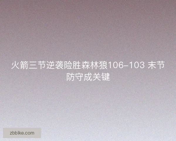 火箭三节逆袭险胜森林狼106-103 末节防守成关键